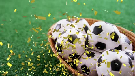 Animation-of-confetti-falling-over-soccer-balls