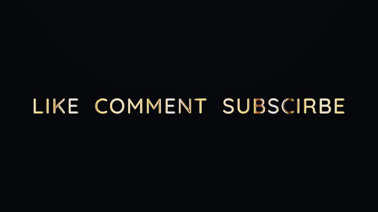 Like Comment Subscriber golden text with light effect cinematic Title Background. 4K 3D rendering isolated transparent element for Like Comment Subscribe title intro overlay.