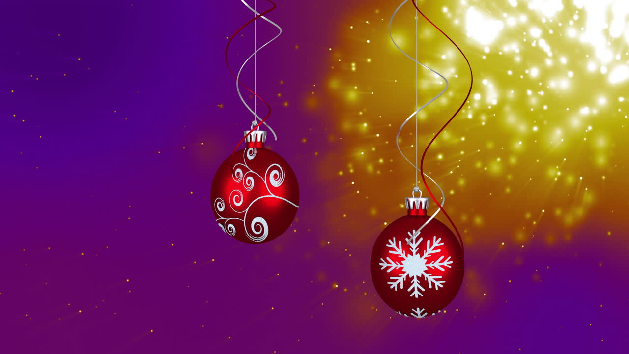 Animation of light spots over christmas baubles