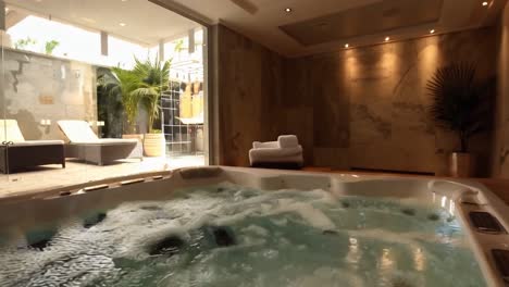 luxurious indoor spa with jacuzzi