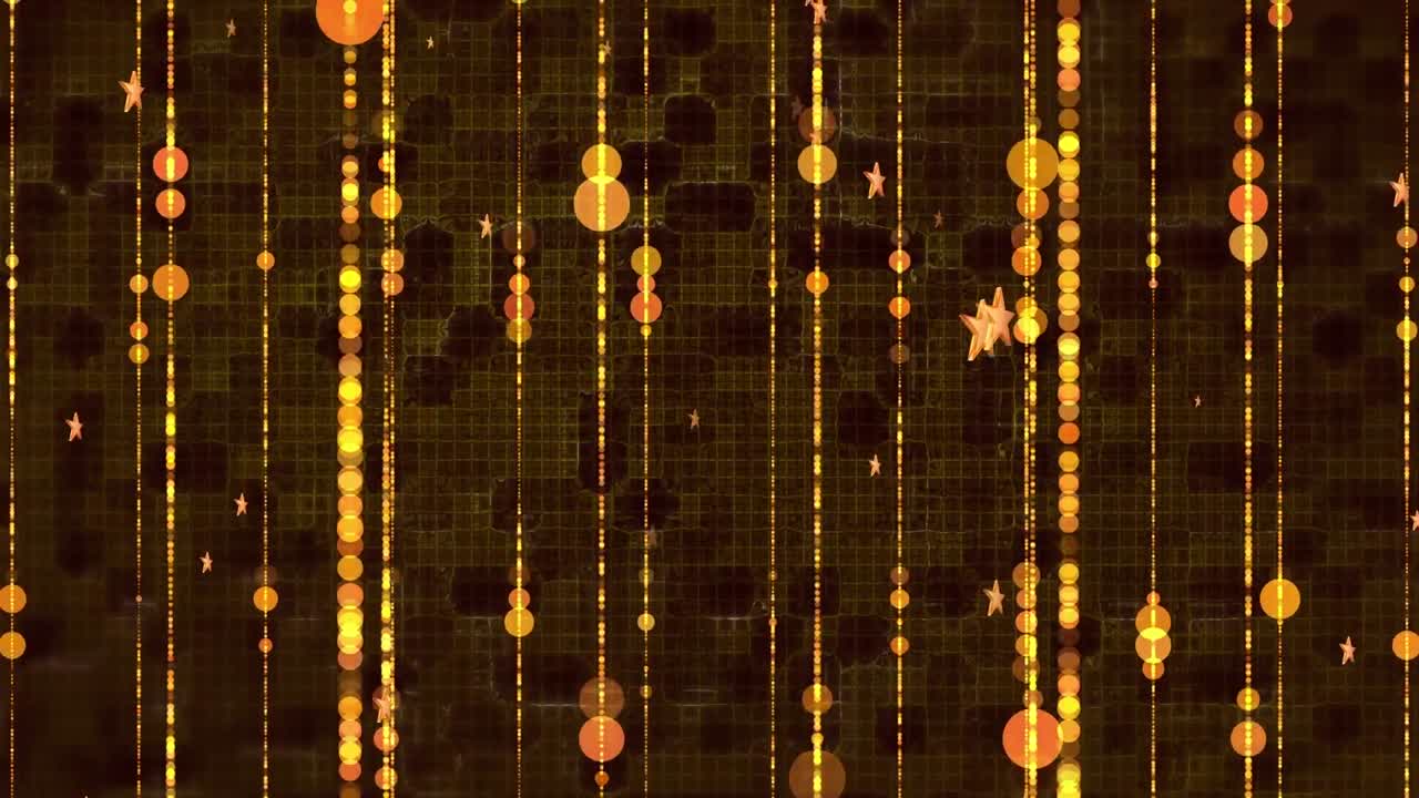 Animation of orange glowing stars and chains over yellow dots of connections