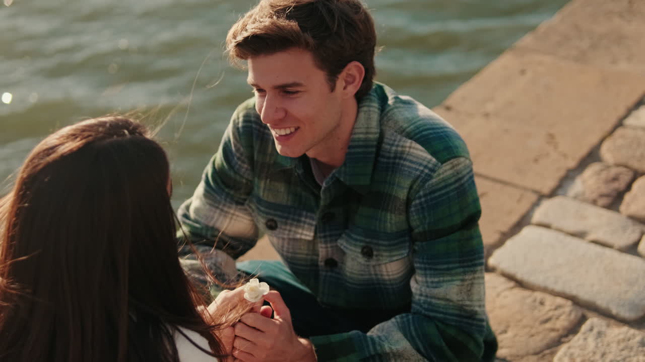 Romantic Couple next to the River in Seville