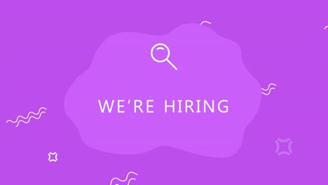 we are hiring lettering lilac background