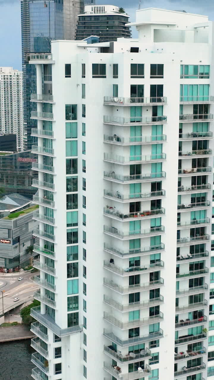 Miami, Florida, USA - January 05, 2024: Concrete and glass skyscraper buildings in downtown district of Miami Brickell. American megapolis