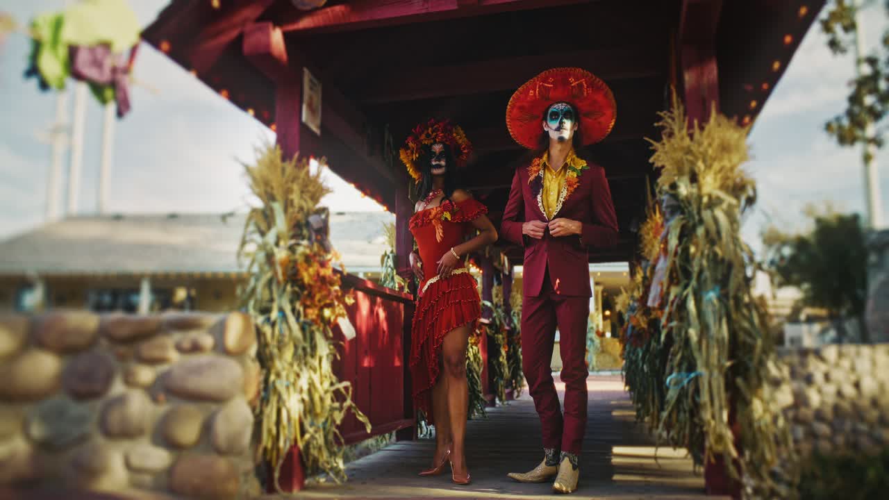 Couple in Day of the Dead Costumes