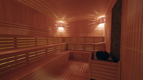 el interior de la sauna