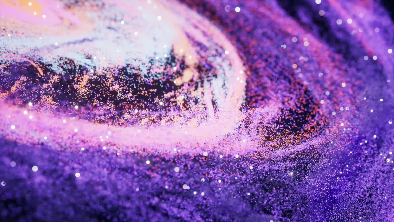 Colorful nebula with density glowing particles, 3d rendering.