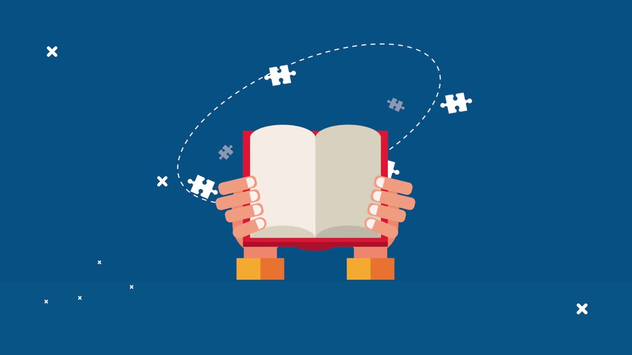 sollevamento delle mani fornitura di libri di testo animazione di apprendimento