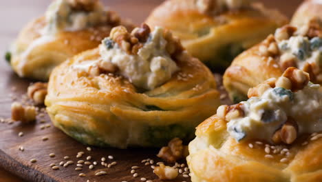 savory pastries with blue cheese and walnuts