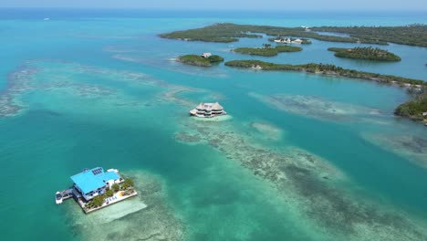 artifical island in tropical paradise of san bernardo, columbia - aerial