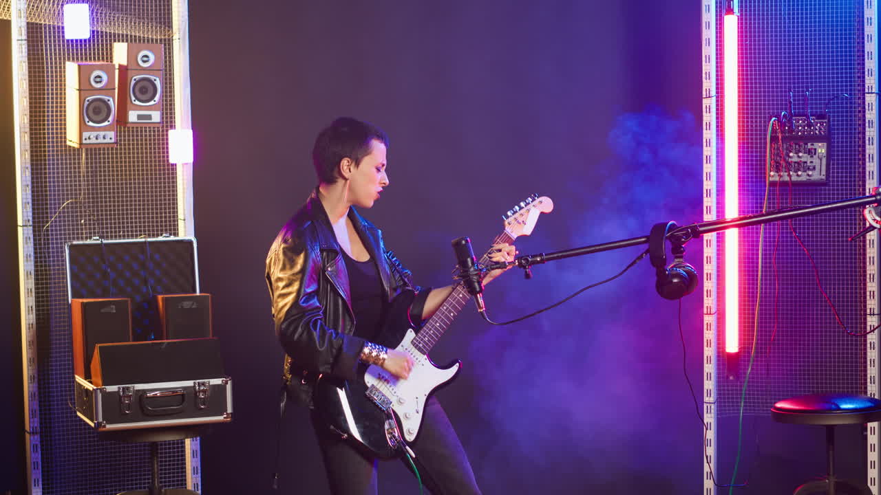 Female Musician Performing in Studio