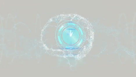 animación de un reloj que se mueve sobre el cerebro sobre un fondo beige