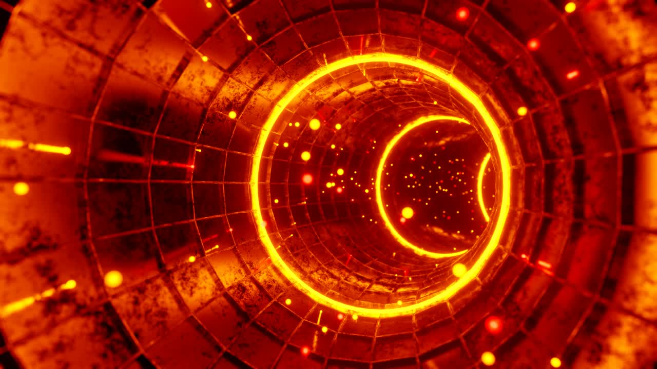 gráfico de movimiento de bucle sin costuras de volar en el círculo de rotación de remolino túnel rojo