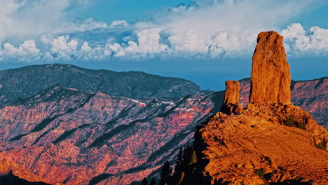 vibrant aerial view of roque nublo in gran canaria, spain