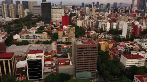 Cinematic-panoramic-view-of-Mexico-city-skyline,-aerial-drone-view
