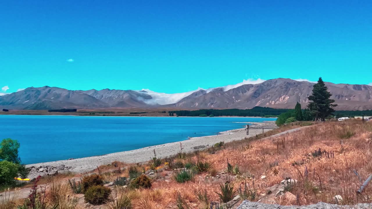 테카포 호수 위의 구름의 타임스 (new zealand)