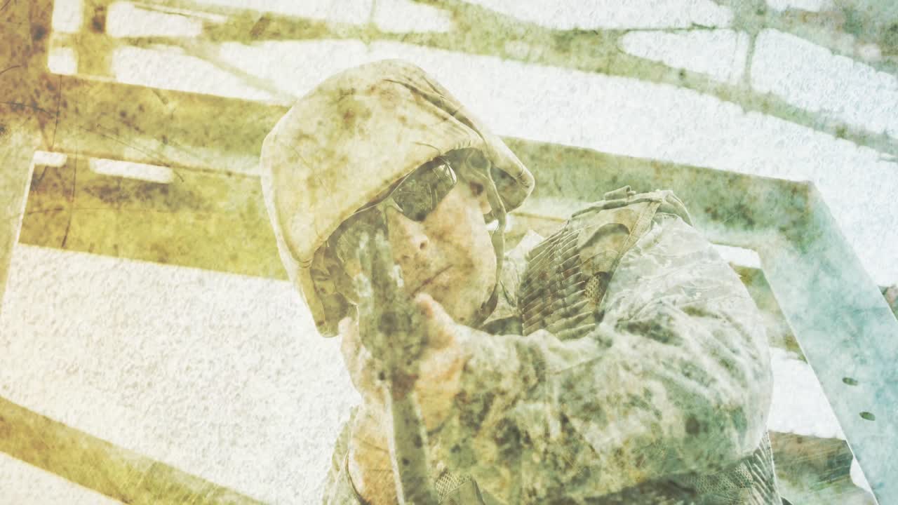 animación de un soldado masculino con una ametralladora