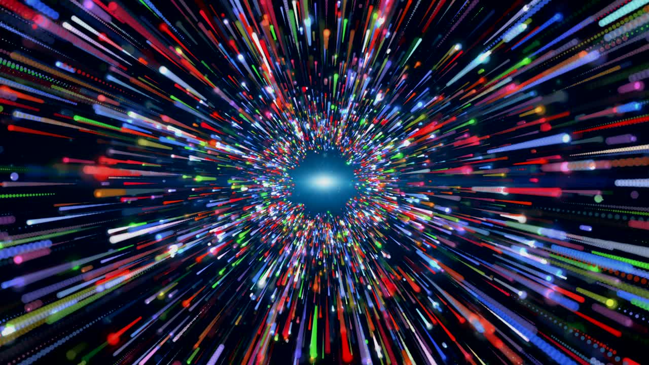 fondo de movimiento en bucle sin fisuras, línea de lluvia azul verde púrpura cayendo, rastros de luz.