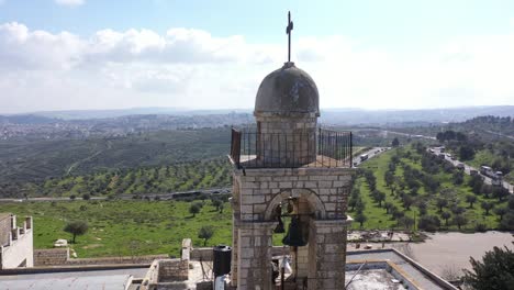 mar elias monastery and jerusalem in background, aerial view