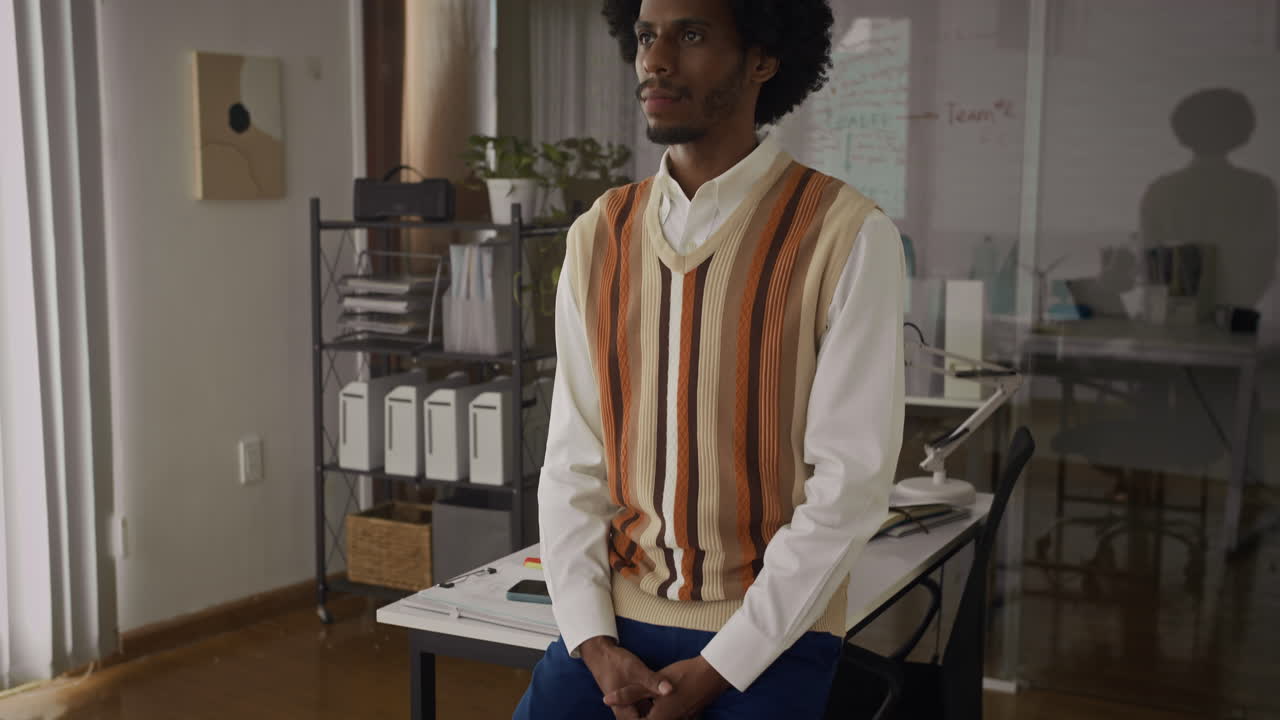 Portrait of African American Solopreneur Smiling at Office