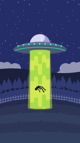 an animation of a colorful ufo abduction concept with flat design