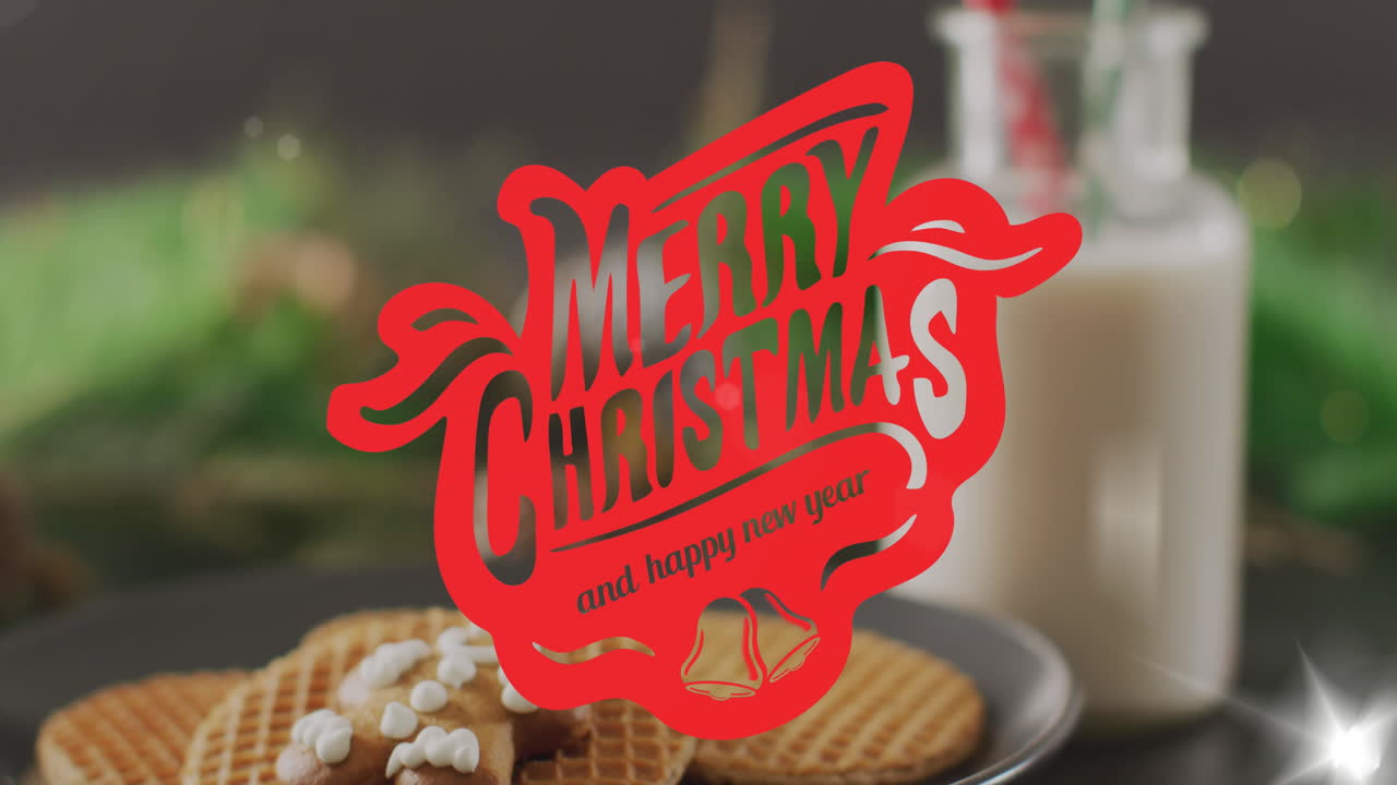 크리스마스 축하 문자의 애니메이션 크리스마스 장식 위에 텍스트