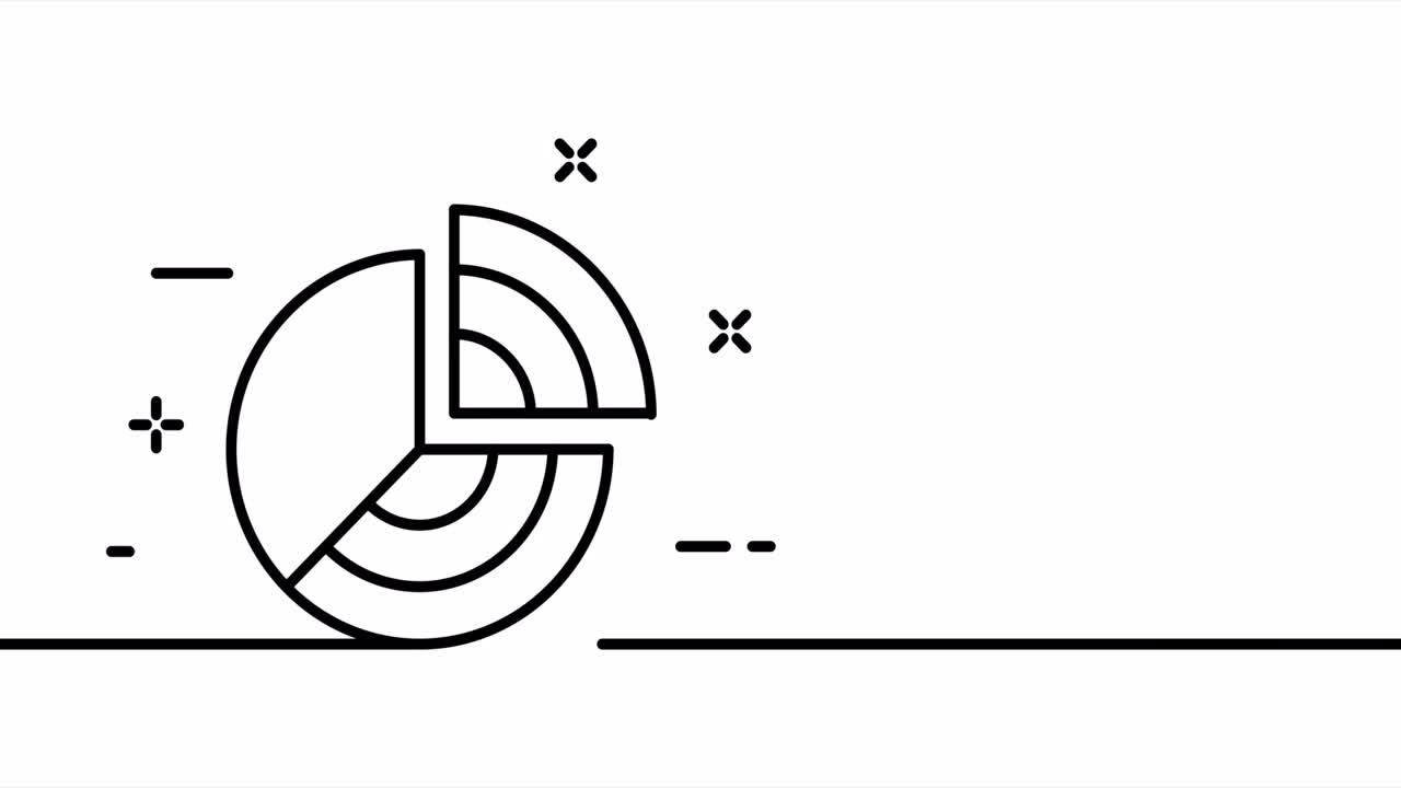 gráfico de pie. diagrama, estadísticas, datos estadísticos, información, trabajo, investigación, informe de trabajo. concepto de negocio. dibujo de una línea animación. diseño de movimiento. logotipo de tecnología animada. video 4k