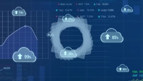 Animación-De-Formas-Y-Procesamiento-De-Datos-Sobre-Fondo-Azul