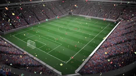 animación de confeti cayendo sobre el estadio deportivo