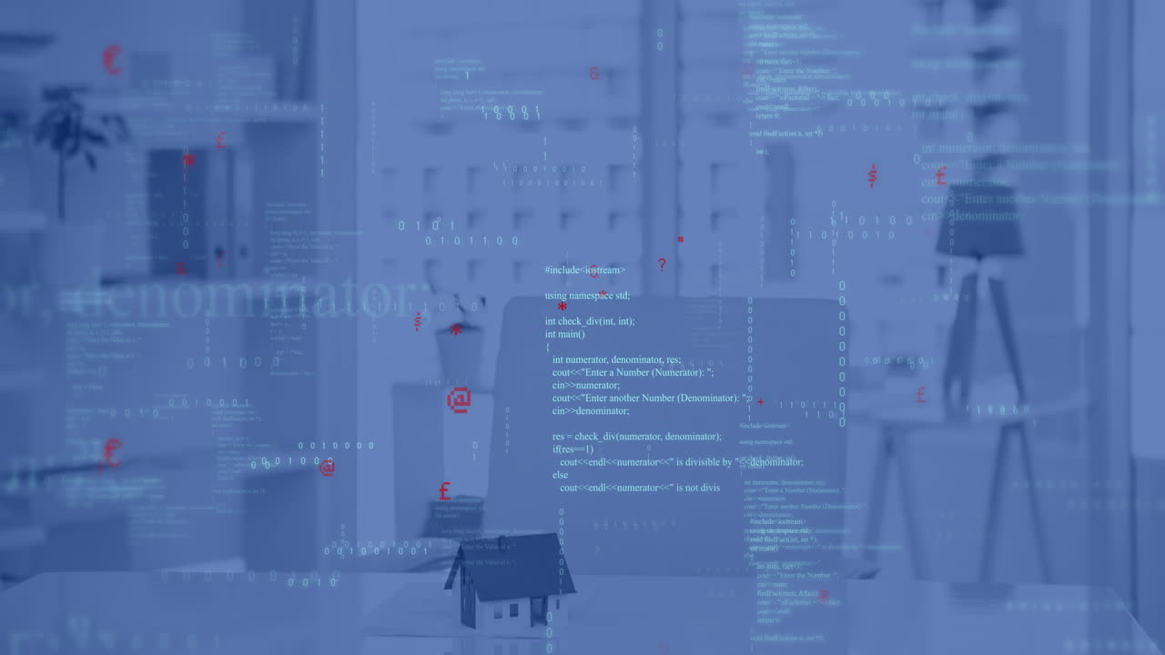 Animation of data processing over work station in office