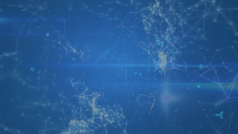 animación del icono del candado de seguridad, red de iconos de perfil contra fondo azul