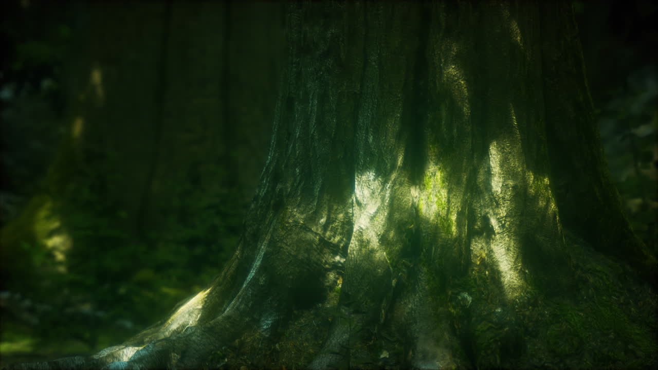 hermoso musgo verde en el suelo y los árboles