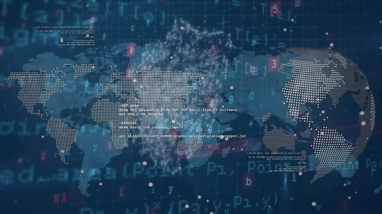 세계 지도를 통해 데이터 처리의 애니메이션