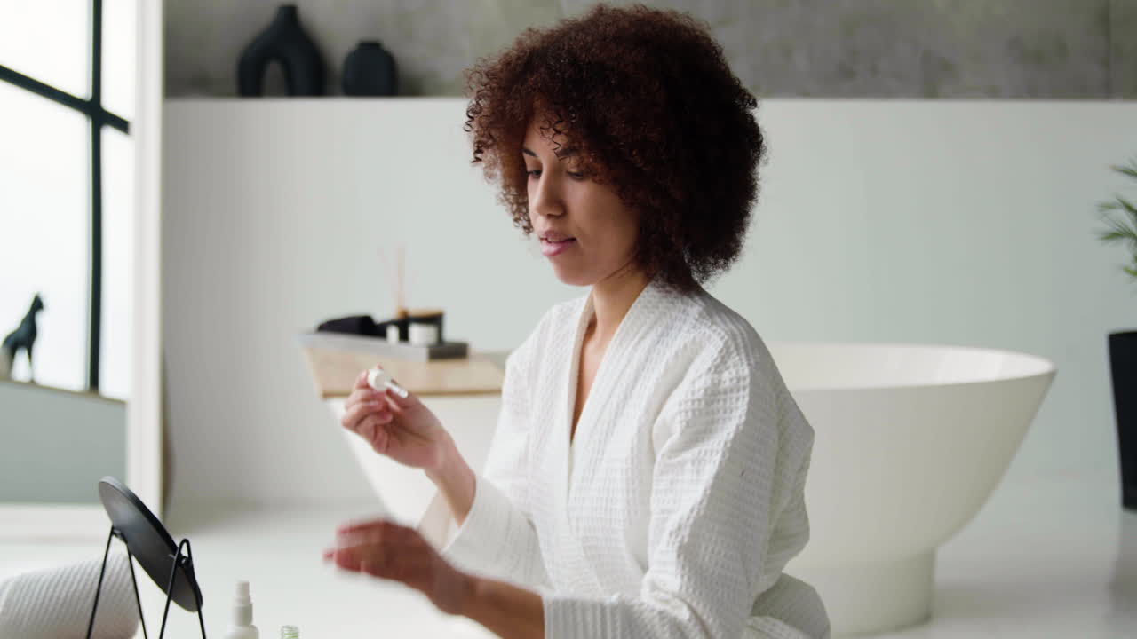 Woman doing her selfcare routine