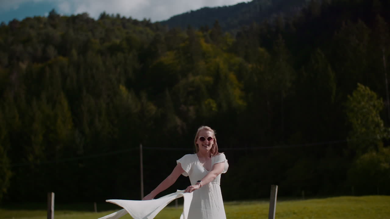 Joyful Woman in Lush Green Forest