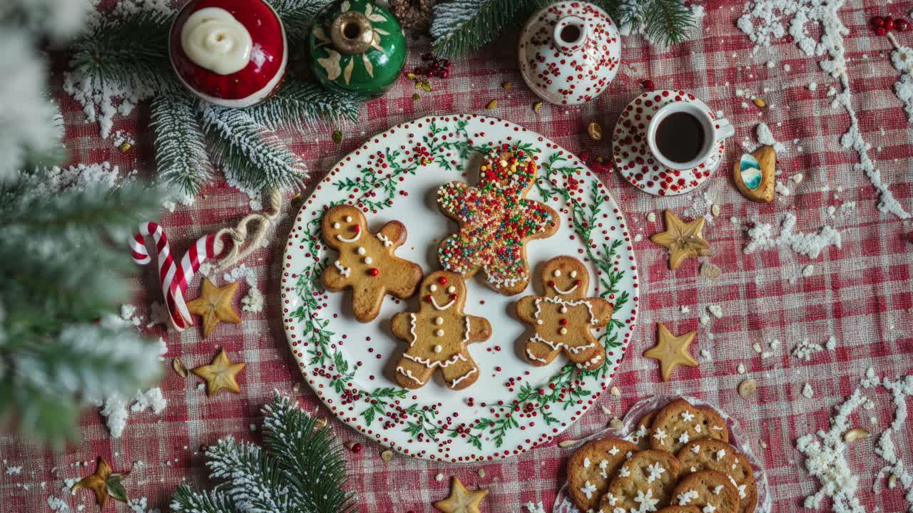galletas de pan de jengibre de navidad en un plato festivo