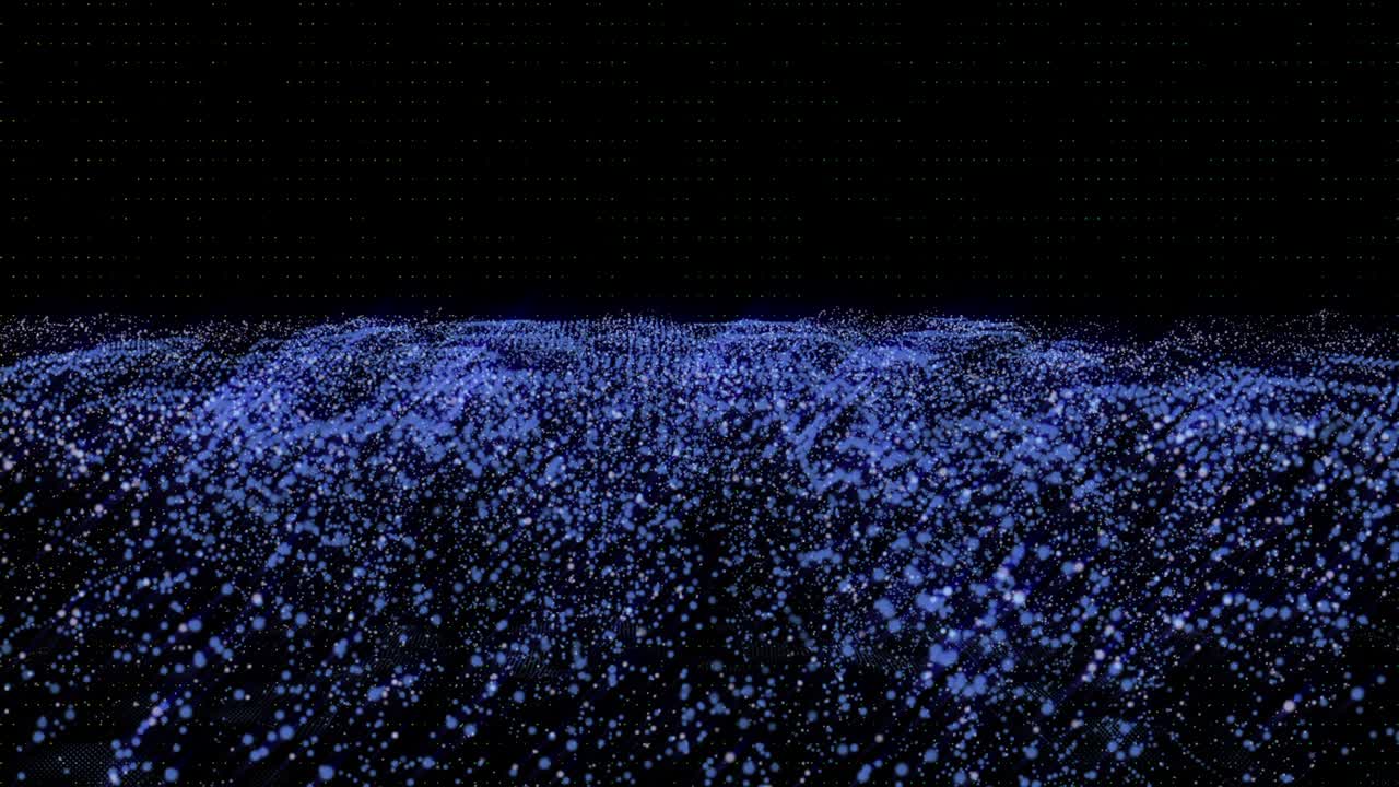 4k Footage Futuristic Particle Wireframe Mountain Form Aurora Light In Galaxy Graphic Design.