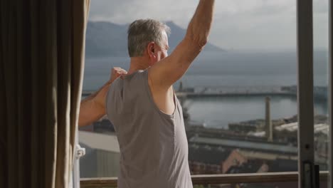 senior man relaxing on terrace