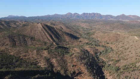 flyover bunyeroo valley in flinders ranges national park, wilderness location