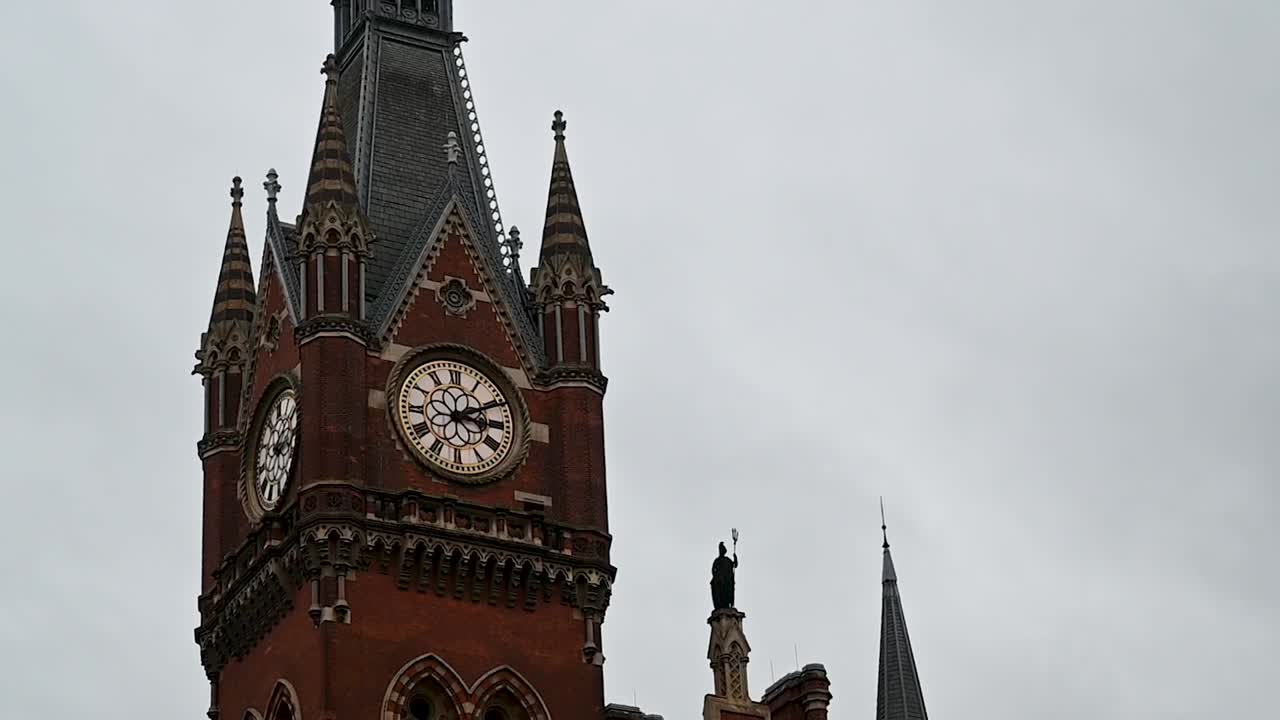 St Pancreas Clock at Three PM, London, United Kingdom
