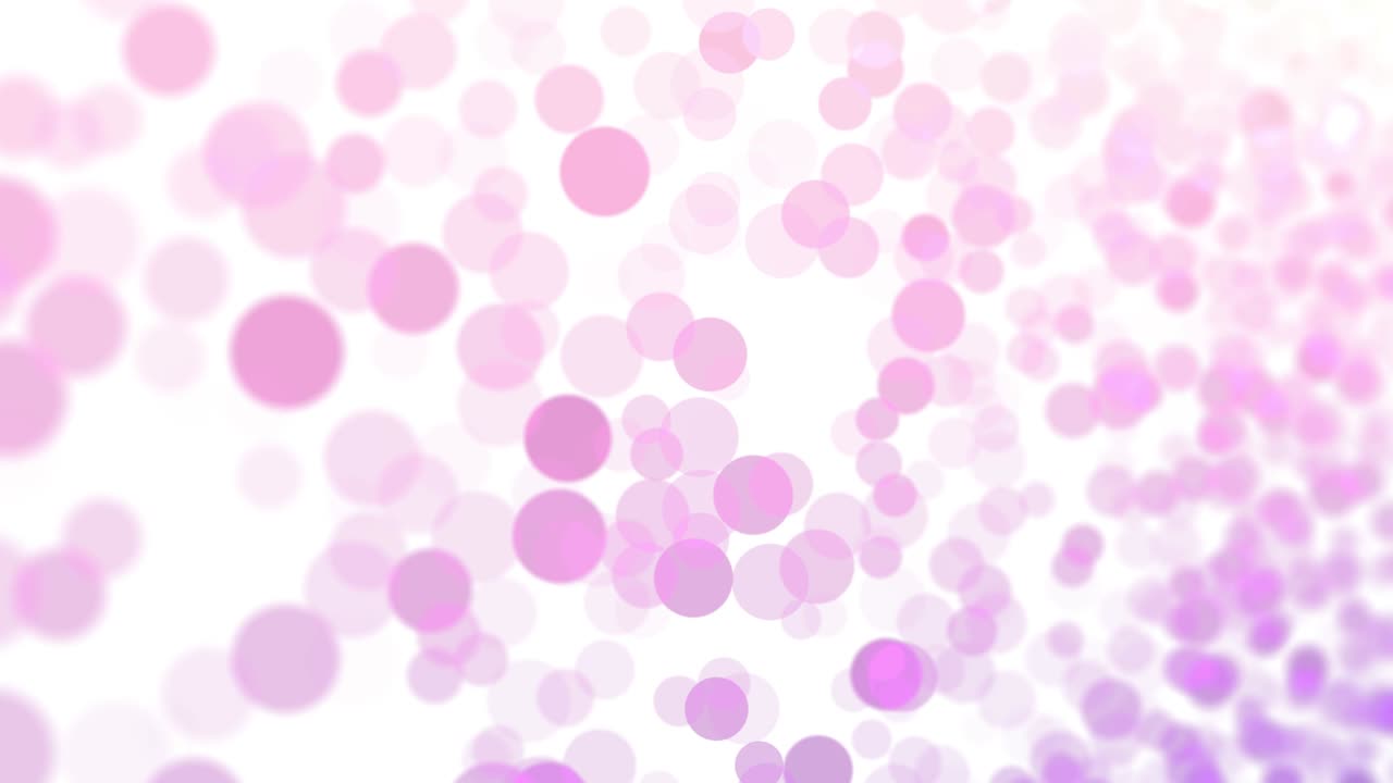 Cute abstract motion background loop, pink and purple bokeh spots on white