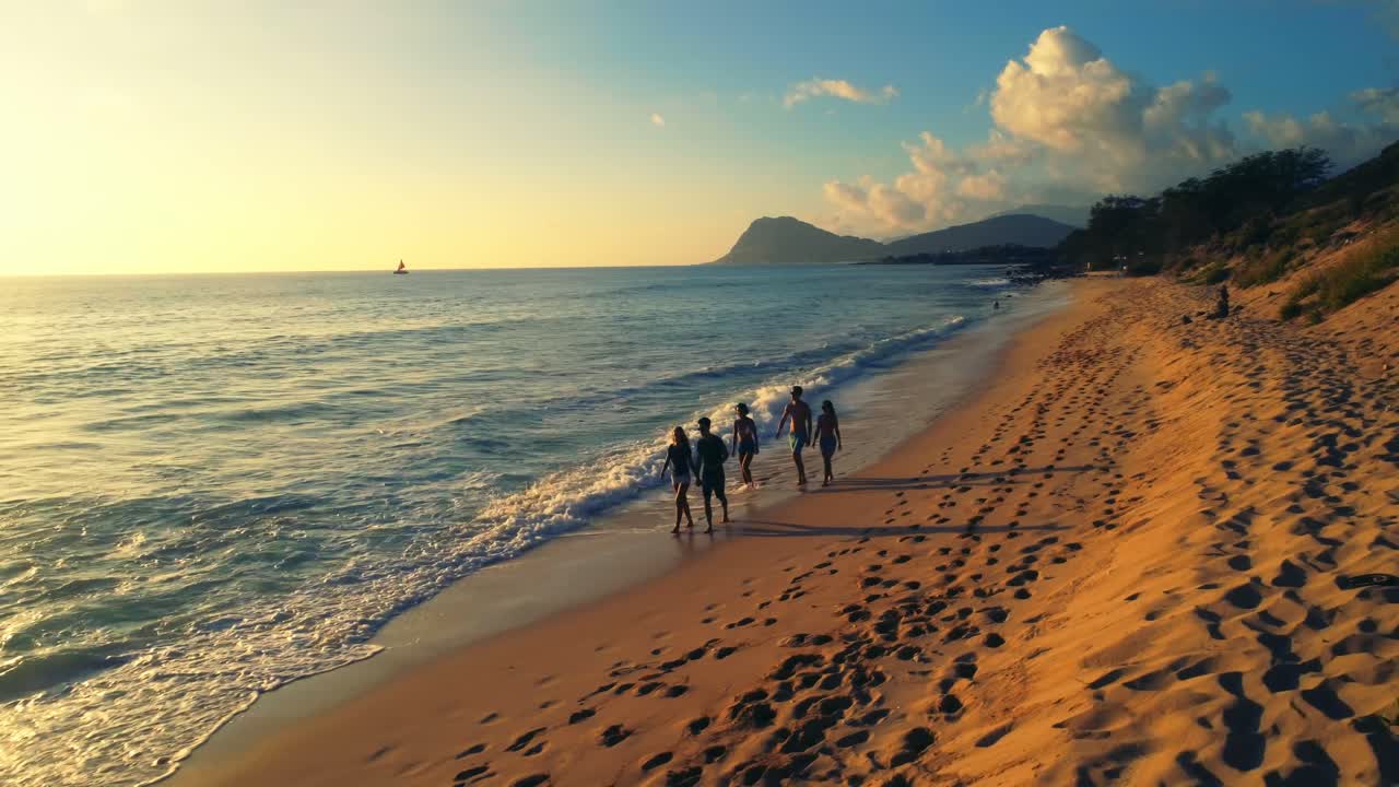 해변 에서  ⁇ 고 있는 관광객 들 4k