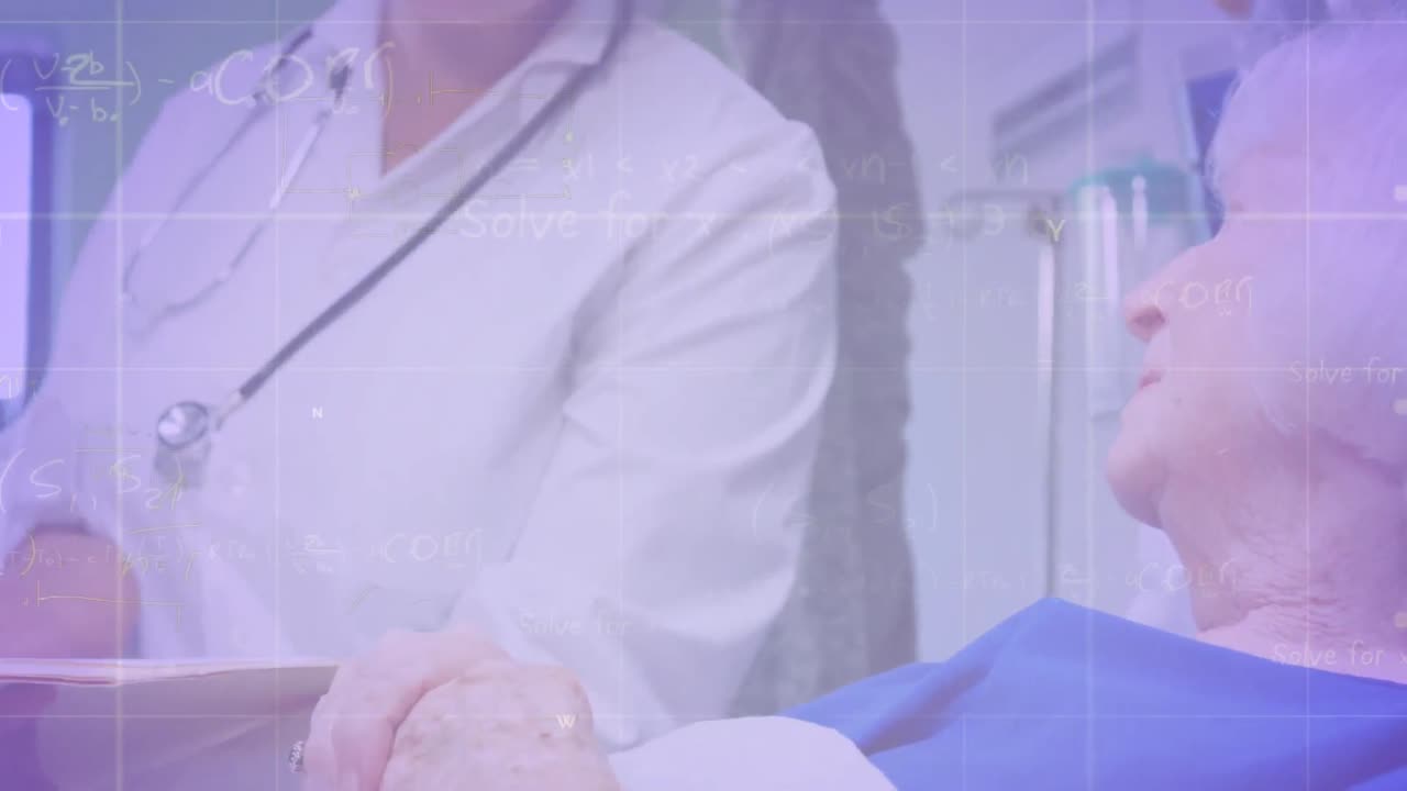 백인 여성 환자에 대한 데이터 처리의 애니메이션