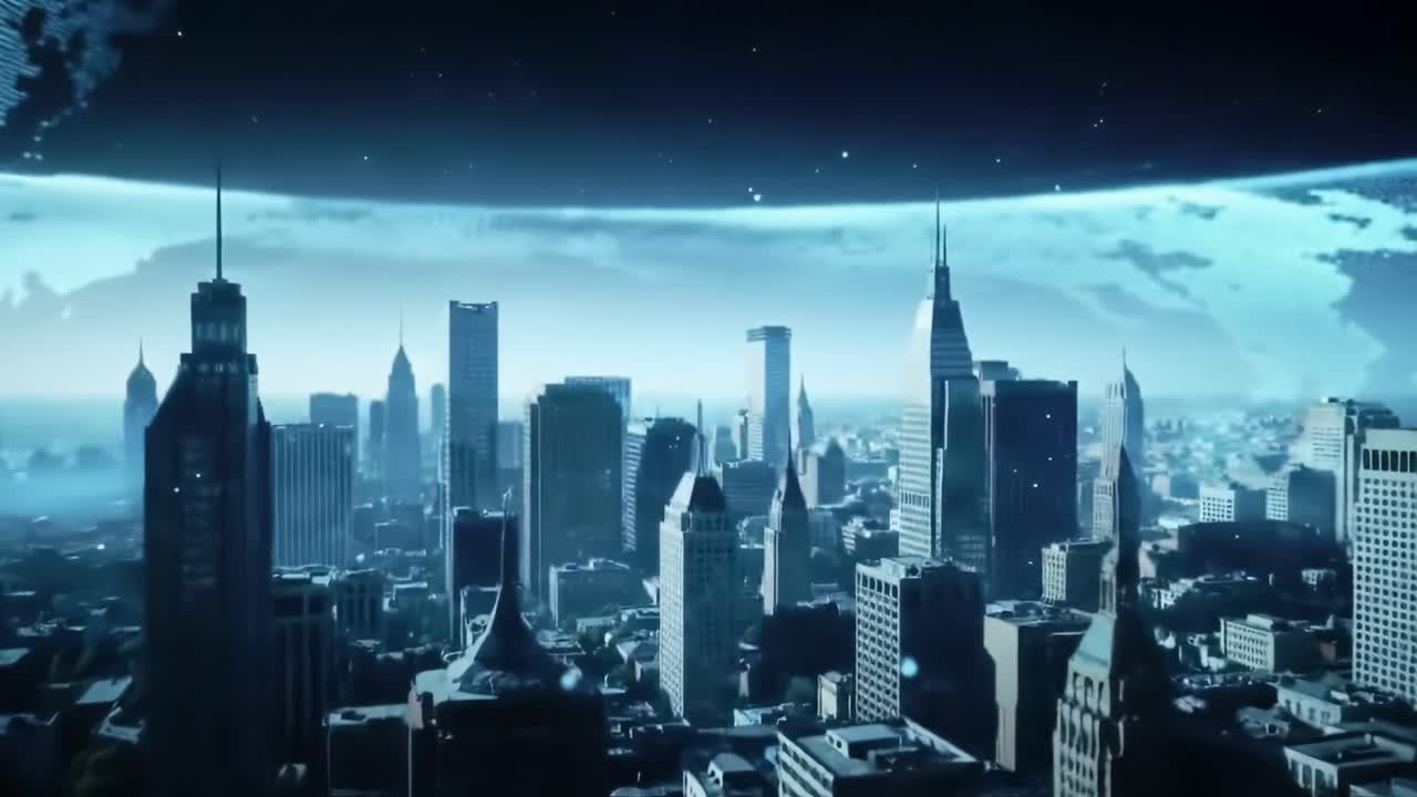 A Futuristic Urban Landscape with a Digital Overlay Creates an Enigmatic Atmosphere, Blending Technology and Nature in a Striking Vision of Tomorrow