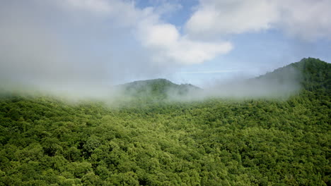atmospheric footage of misty smoky mountains, north carolina, from above