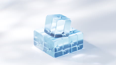 cubo de vidrio con fondo de luz brillante, renderización en 3d.
