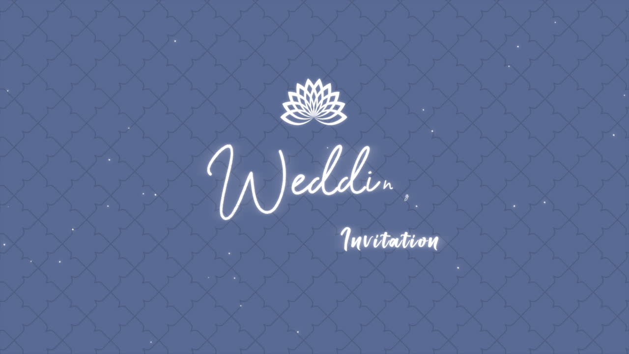 블루 기하학적 패턴에 꽃과 청첩장