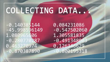 animation of flag of japan over digital data processing