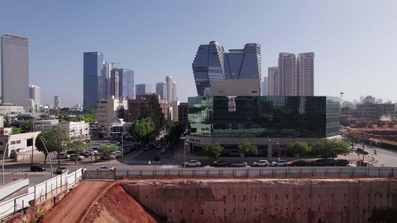 Drone delivery near buildings in israel tel aviv