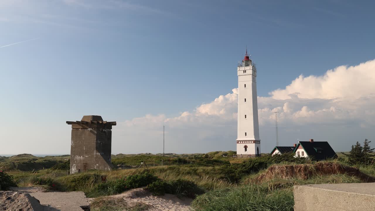 Bunker and a lighthouse on the coast of Denmark, military defense